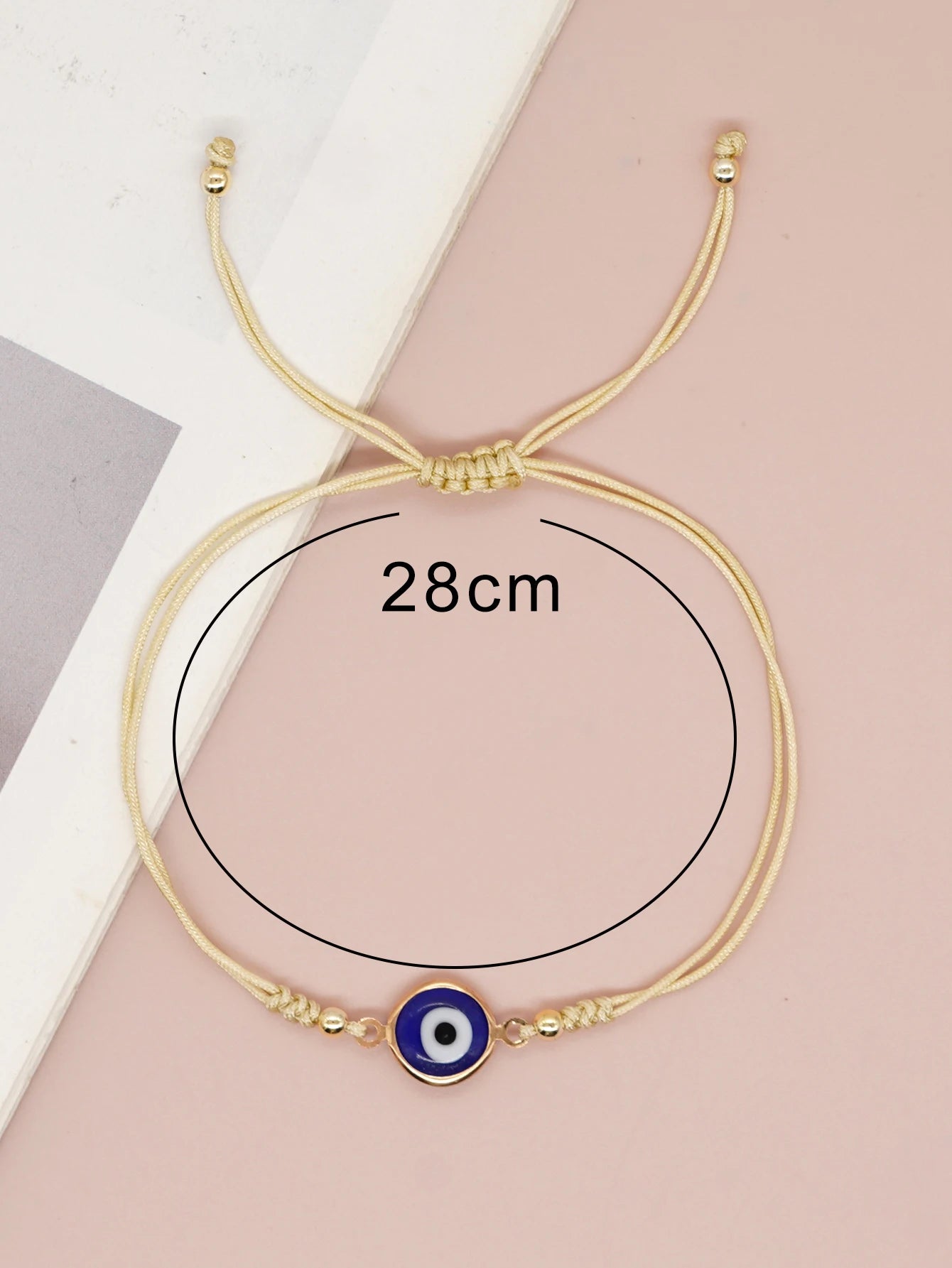 2 Colors! Pretty Enamel Evil Eye Rope Bracelet Adjustable Women Girls