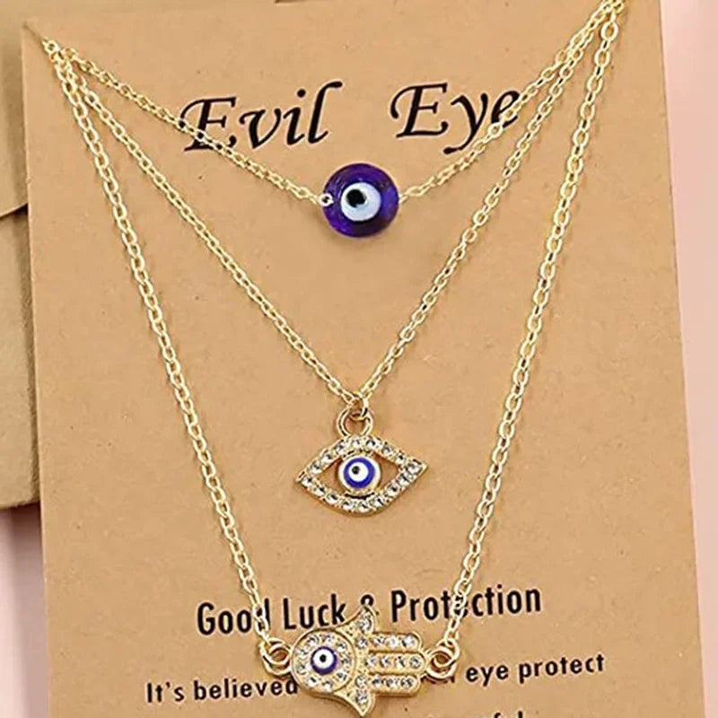 Evil Eye Hand Pendant Necklace Sets for Women Choker Necklace