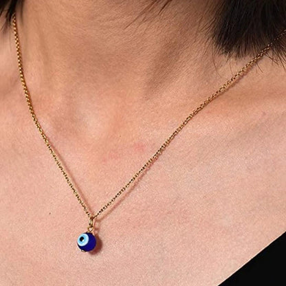 Gold or Silver Simple Dainty EVIL EYE Necklace Blue Turkish Chain