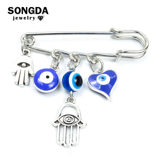 8 Styles! Silver Color Evil Eye Enamel Pins Amulet Evil Nazar Eye Charm Brooch For Women