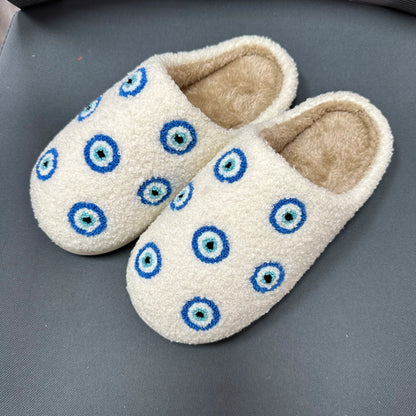 3 Styles! Evil Eye Plush Slippers Cozy Comfortable Shoes Slides