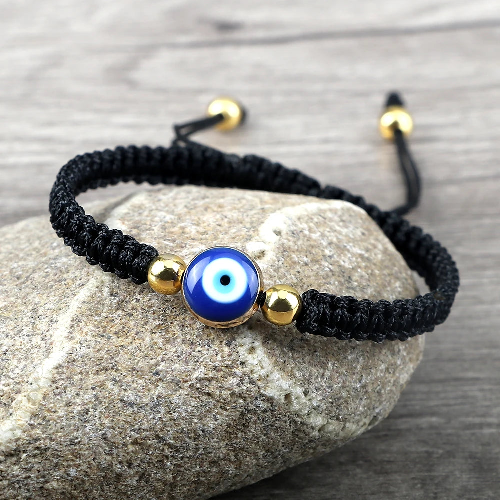 14 Colors Available! Handmade Braided Turkish Evil Eye Bracelets Unisex Lucky Rope Adjustable Bracelets Gold or Silver