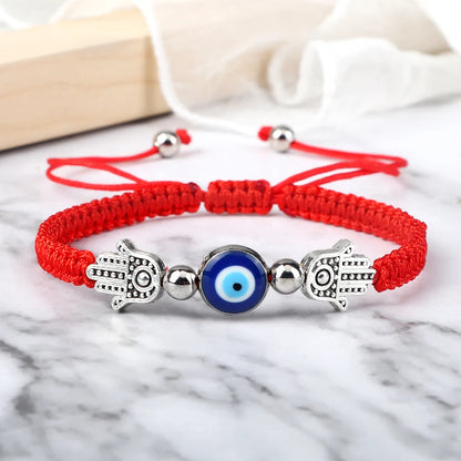 8 Colors! Hand of Fatima Pendant Bracelet Turkish Blue Evil Eye Lucky Red Braided Rope Handmade Adjustable for Men Unisex