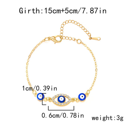 Beautiful Gold Color Blue Evil Eye Bracelet For Women Simple Adjustable Lucky Chain Zircon Eye Bracelet