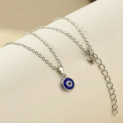 2 Options! Men's Evil Eye Charms Necklace Blue Round Pendant Unisex Rope or Metal Chain