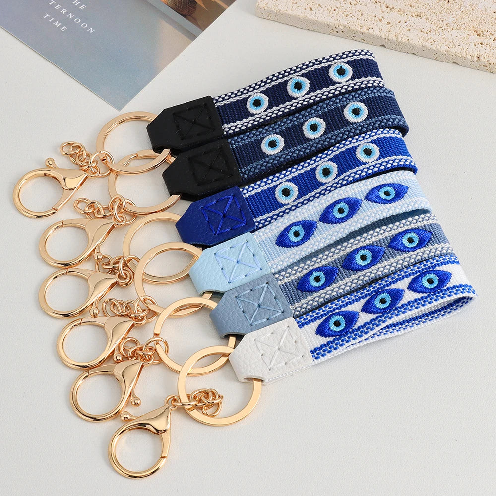 6 Colors and 2 Lengths! Evil Eye Key Chain Hand Woven Key Rings For Car Fashion Backpack Accessory Keyring Gifts