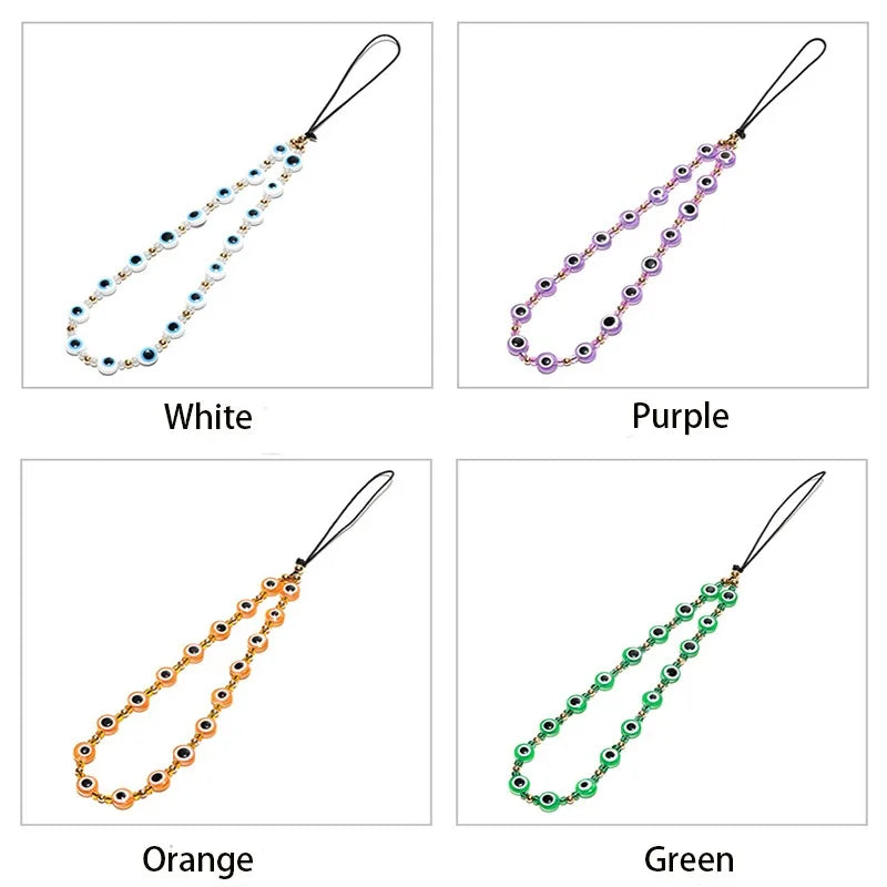 7 Colors! Evil Eye Phone Chain Resin Beads Mobile Phone Strap Colorful Mobile Phone Charm Accessory