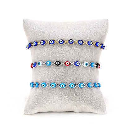 5 Styles! Gold or Silver Blue Evil Eye Bracelet for Women Resin Bead Chain Adjustable Bangle Bracelet