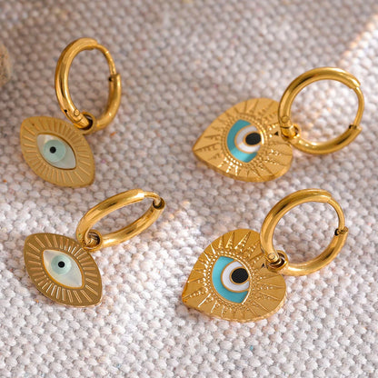 2 Styles! Evil Eye Hoop Earrings Trendy Fashion Jewelry for Women Charm Bijoux Gold Color