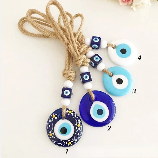 37 Style Collection! Lucky Eye Glass Blue Turkish Evil Eye Pendant Wall Hanging Multi Color Bead Handmade Decoration for Home Living Room Car