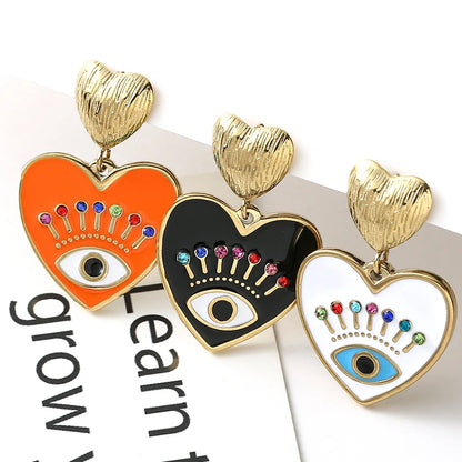 5 Colors! Boho Evil Eye Heart Earrings 14k Gold Plated Stainless Steel