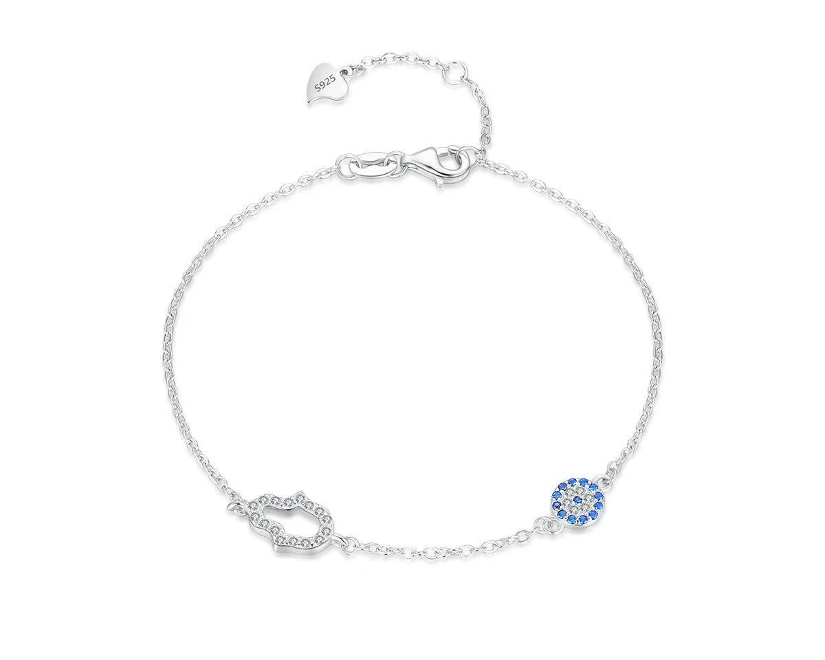 Sterling Sentinel - Hamsa Eye Bracelet