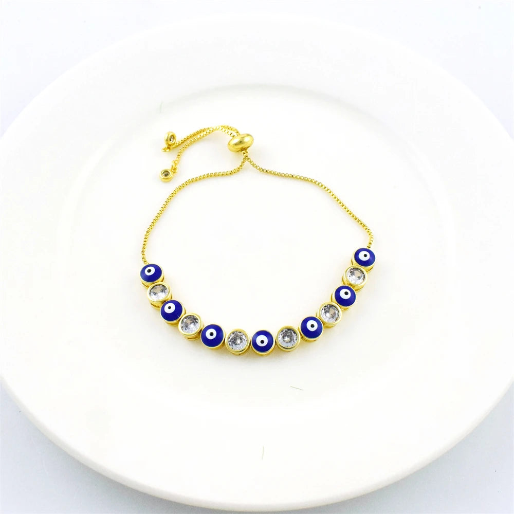 9 Colors! Cute Spliced Zircon Bracelet Enamel Evil Eye Colorful Bracelet For Women and Girls