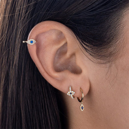 Collection of 11 Styles! 1PC Evil Eye Stainless Steel Ear Cartilage Piercing Hoop Earrings