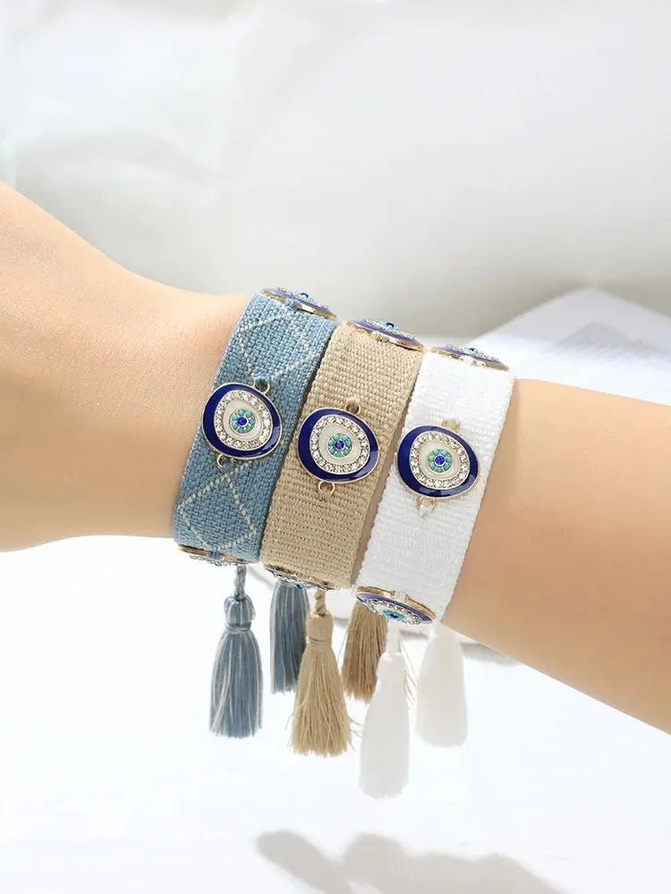 37 Styles! Evil Eyes Woven Embroidered Bracelets Handmade Jewelry Armstacking Accessory