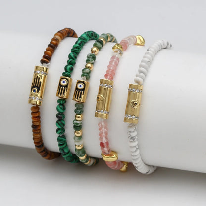 Multiple Styles Lucky Eye Multi Color Natural Stone Bracelet Adjustable Fatima Hand Evil Eye Charm Bracelet for Women and Girls