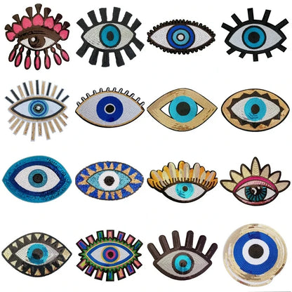 28 Options! Evil Eye Embroidery Patches  DIY Sewing Accessories Iron-on Stickers For Clothing