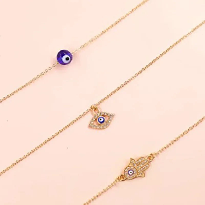 Evil Eye Hand Pendant Necklace Sets for Women Choker Necklace