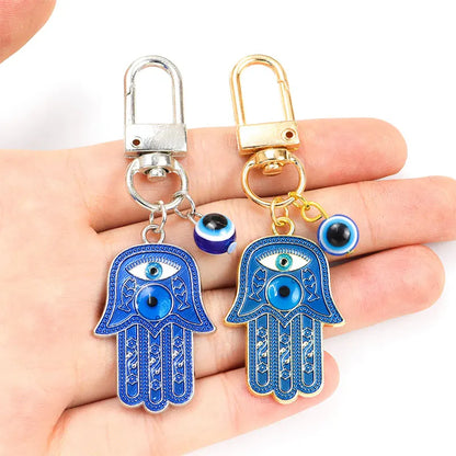 10 Styles! Gold Or Silver Colorful Hamsa Hand Fatima Blue Turkish Evil Eye Enamel Charm Keychain Keyring