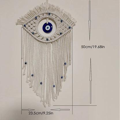 Beautiful Macrame Wall Hanging Handmade Turkish Evil Eye Pendant Home Decor Tapestry Nazar Decoration for Home Living Room Wall