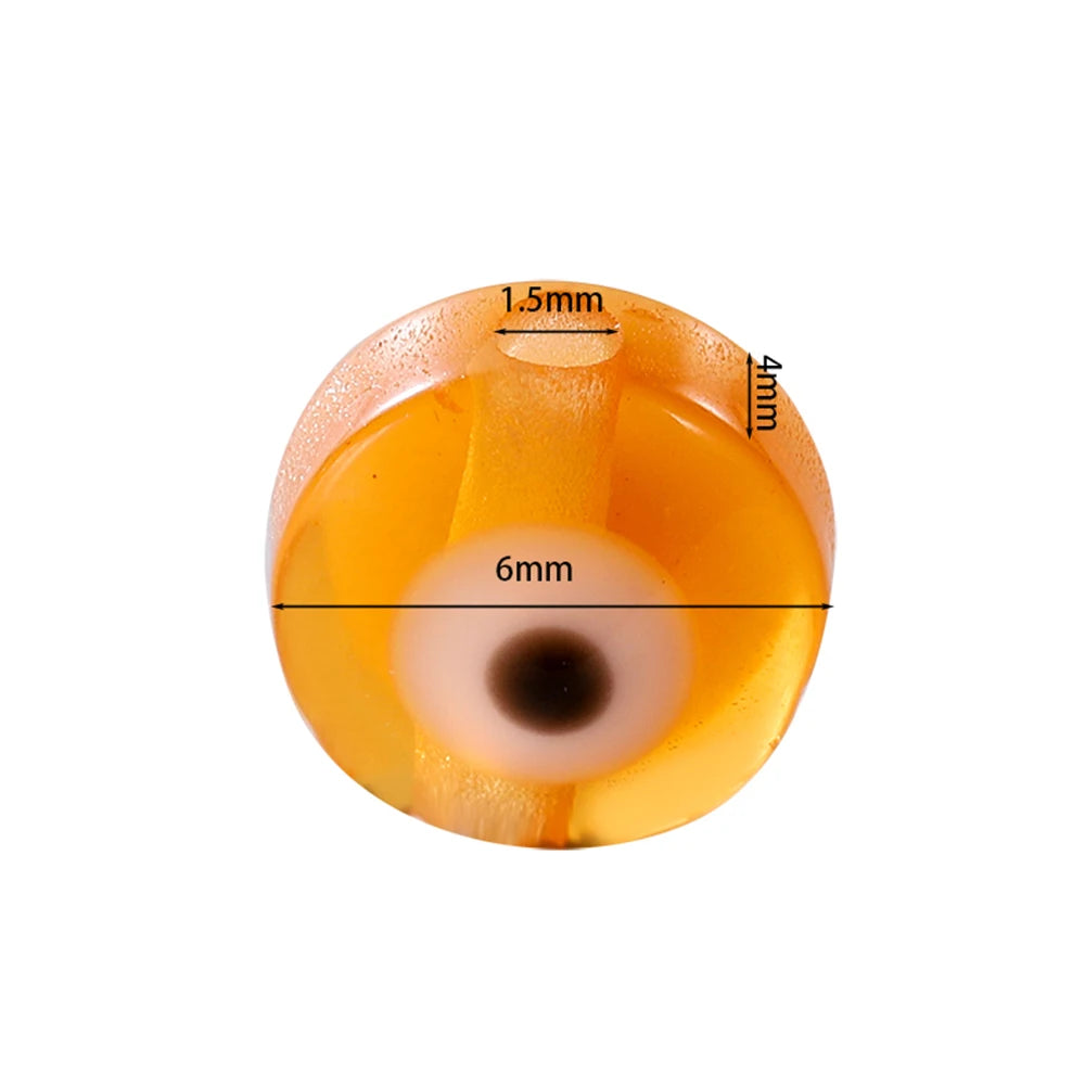 50Pcs/Lot 6mm Flat Round Evil Eye Resin Bead Oval Stripe Loose Spacer Bead for DIY Bracelets Earring Jewelry Making Accessories