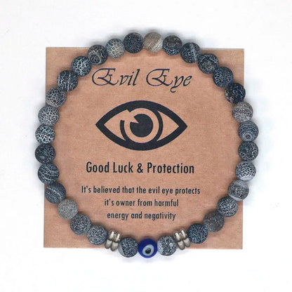 4 Colors! Unisex Natural Tiger Eye Beaded Bracelet Turkish Amulet Protection Blue Evil Eye Bracelet