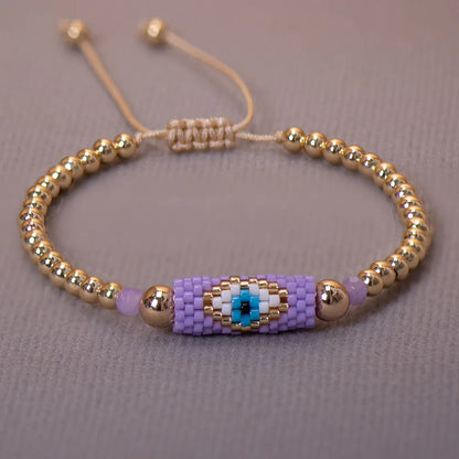 Cute Miyuki Woven Evil Eye Bracelet Handmade Bohemian Bead Boho Style Colorful