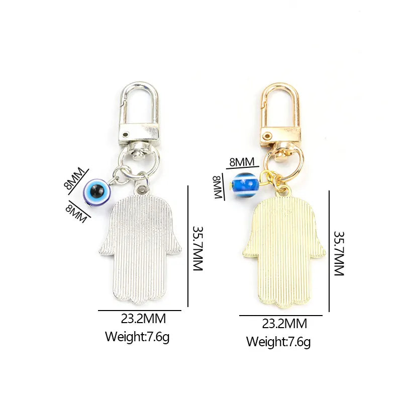 10 Styles! Gold Or Silver Colorful Hamsa Hand Fatima Blue Turkish Evil Eye Enamel Charm Keychain Keyring