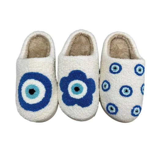 3 Styles! Evil Eye Plush Slippers Cozy Comfortable Shoes Slides