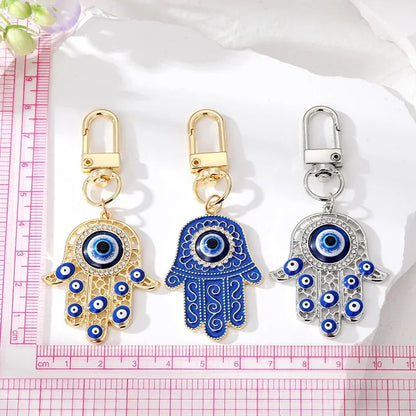 4 Colors! Hand of Fatima Hamsa Turkish Blue Evil Eye Keychain Key Holder Handbag Decorations For Women