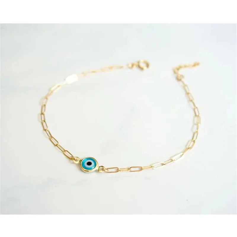 3 Styles! Simple Design Evil Eye Charm Bracelet for Women Gold Color Copper Chain Adjustable Bracelet