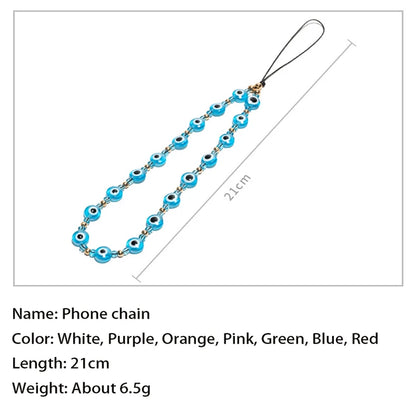 7 Colors! Evil Eye Phone Chain Resin Beads Mobile Phone Strap Colorful Mobile Phone Charm Accessory