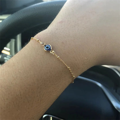 3 Styles! Simple Design Evil Eye Charm Bracelet for Women Gold Color Copper Chain Adjustable Bracelet