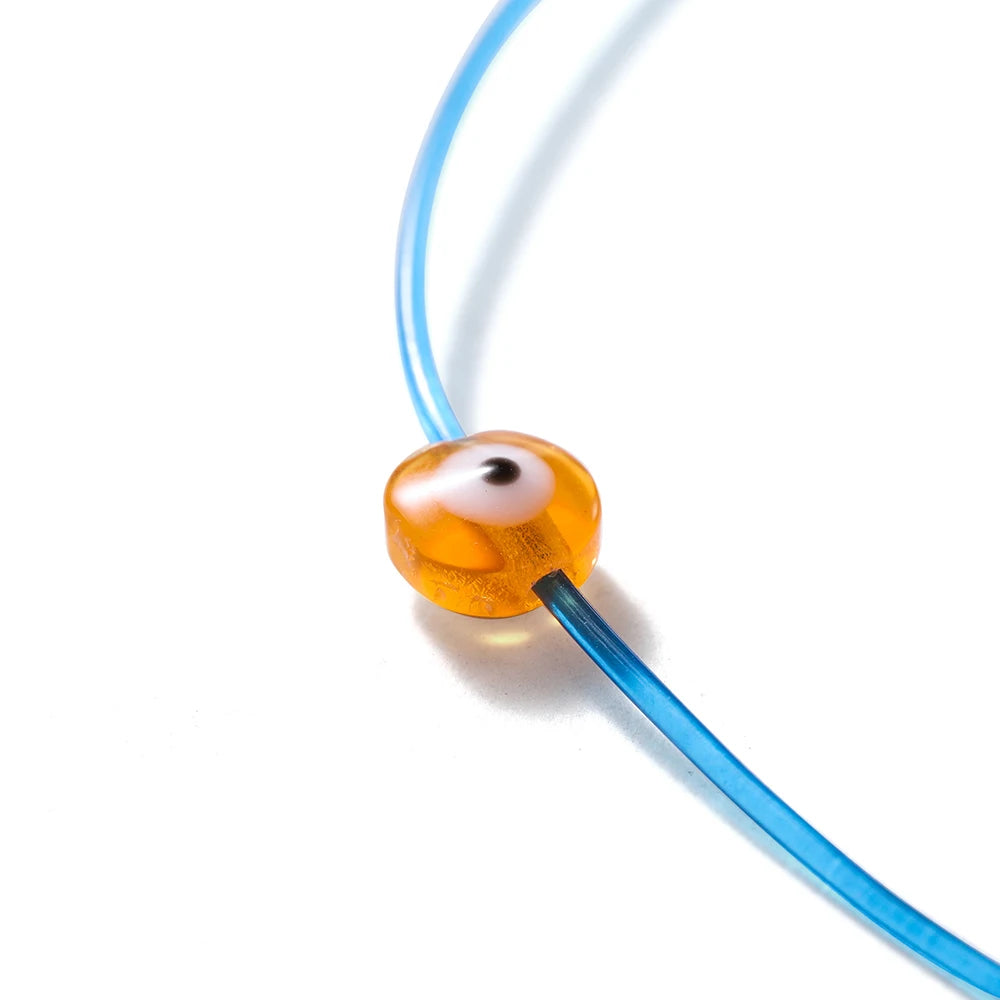 50Pcs/Lot 6mm Flat Round Evil Eye Resin Bead Oval Stripe Loose Spacer Bead for DIY Bracelets Earring Jewelry Making Accessories