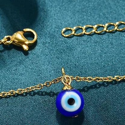 Gold or Silver Simple Dainty EVIL EYE Necklace Blue Turkish Chain