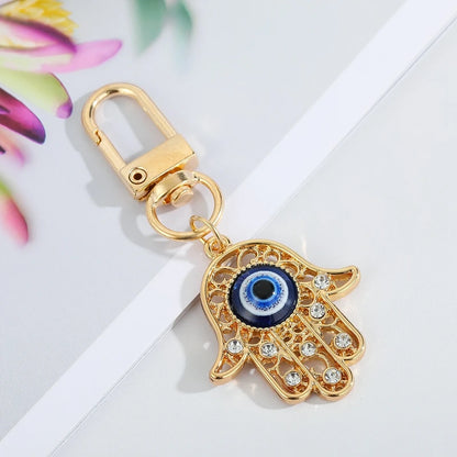 19 Style Collection! Glamorous Fashion Evil Eye Keychains Gold Silver Color Crystal Fatima Hasma Hand Charm Key Ring Accessories