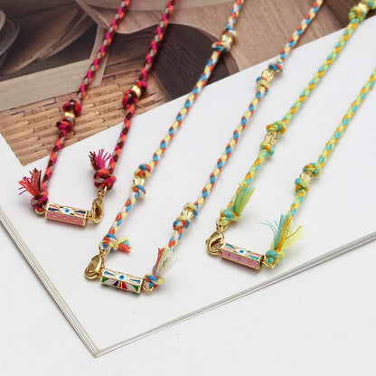 10 Colorways! Colorful Evil Eye Handmade Braided Rope Chain Necklace