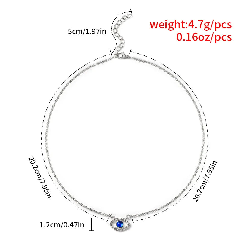 Lucky Silver or Gold Color Palm Evil Eyes Pendant Necklace for Women Micro Paved Rhinestone 1 Pc