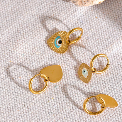 2 Styles! Evil Eye Hoop Earrings Trendy Fashion Jewelry for Women Charm Bijoux Gold Color