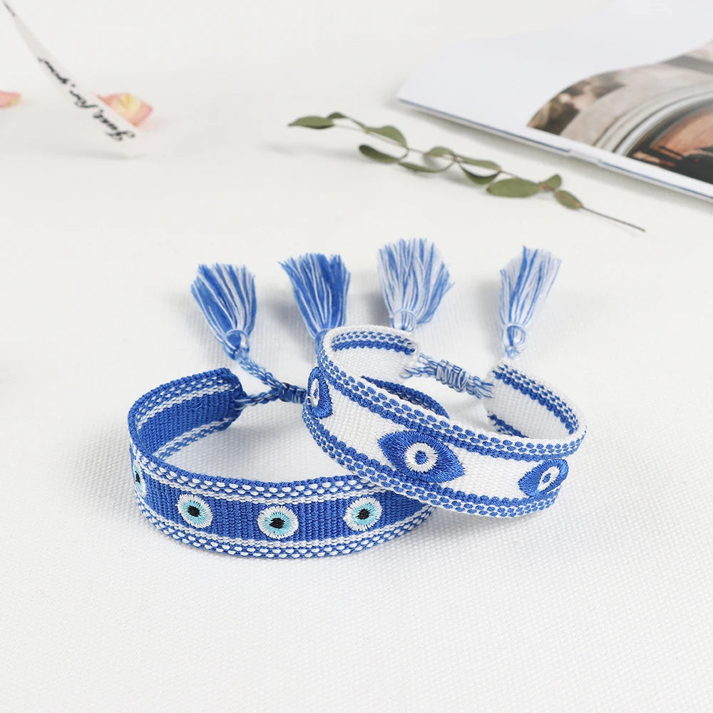 37 Styles! Evil Eyes Woven Embroidered Bracelets Handmade Jewelry Armstacking Accessory