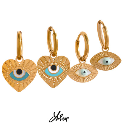 2 Styles! Evil Eye Hoop Earrings Trendy Fashion Jewelry for Women Charm Bijoux Gold Color