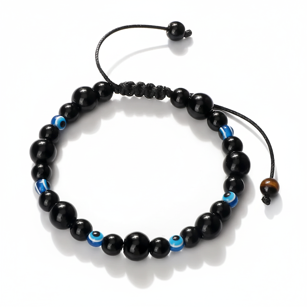 32 Styles To Choose From! Evil Eye Beaded Bracelets Natural Cat Eye Stone 6 8mm Opal Men Unisex Adjustable