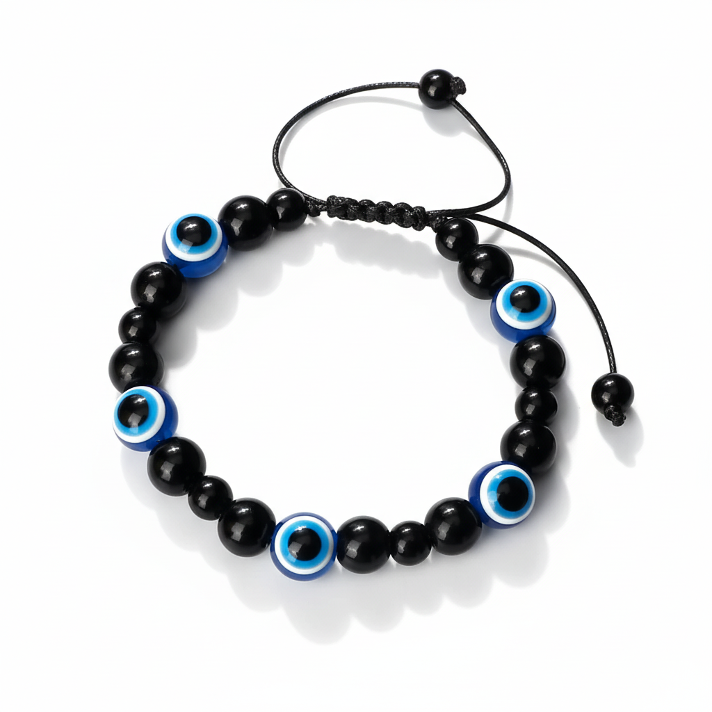 32 Styles To Choose From! Evil Eye Beaded Bracelets Natural Cat Eye Stone 6 8mm Opal Men Unisex Adjustable