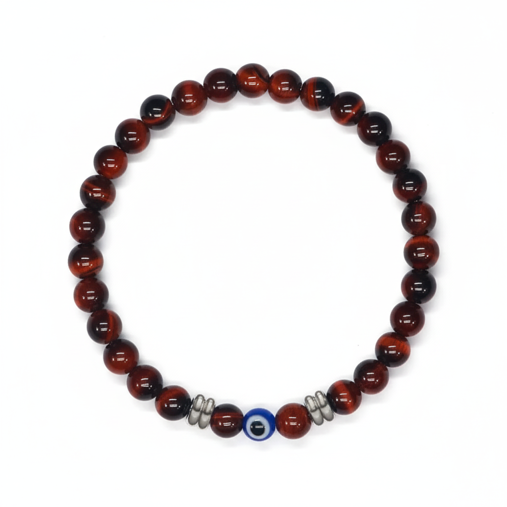 4 Colors! Unisex Natural Tiger Eye Beaded Bracelet Turkish Amulet Protection Blue Evil Eye Bracelet