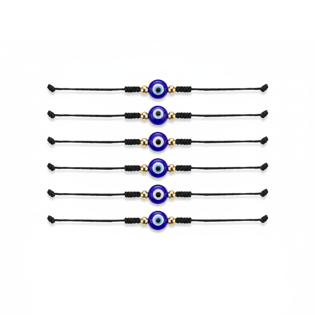 9 Color Options! 6Pcs/Set Handmade Turkish Lucky Evil Eye Bracelets Unisex 6 Pack