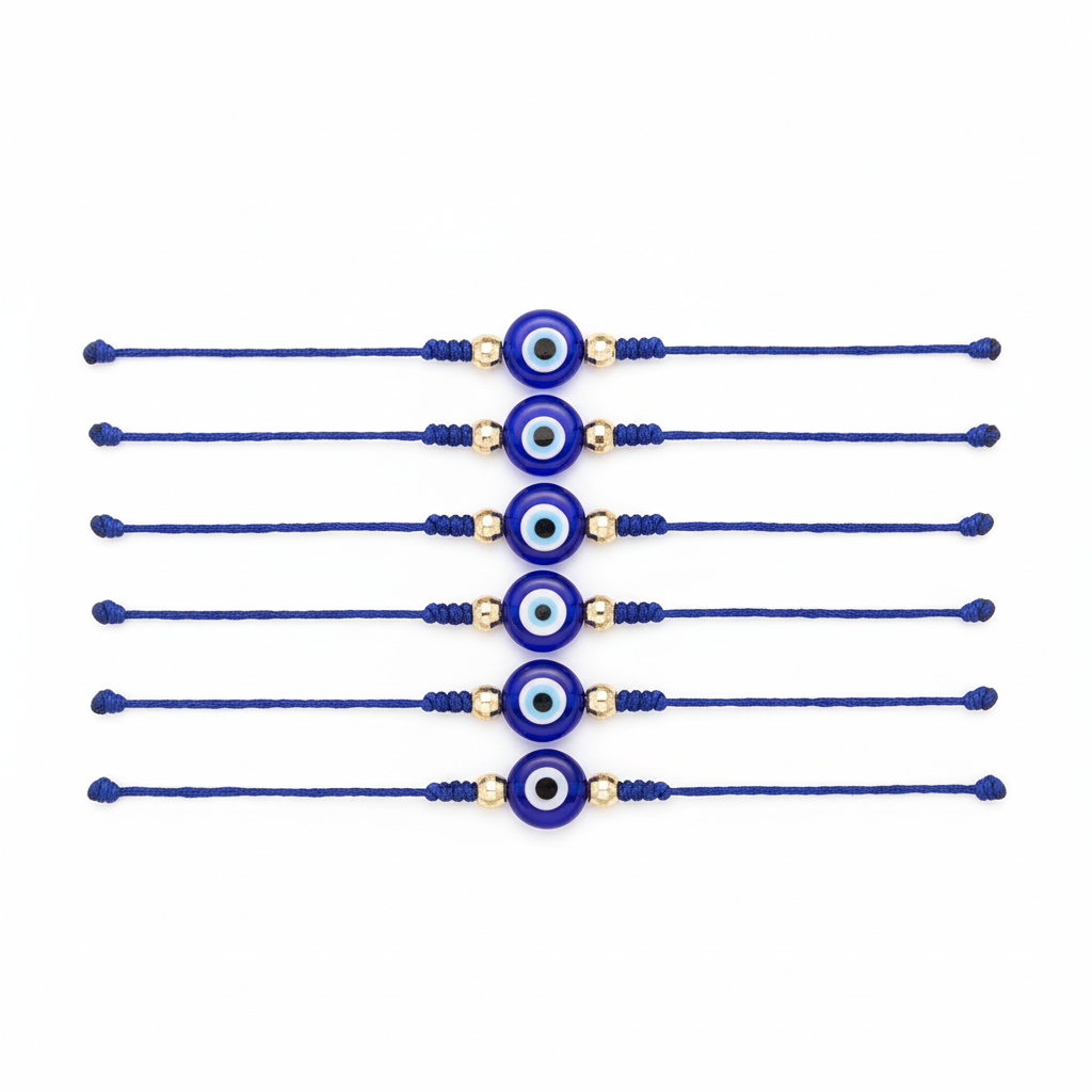 9 Color Options! 6Pcs/Set Handmade Turkish Lucky Evil Eye Bracelets Unisex 6 Pack