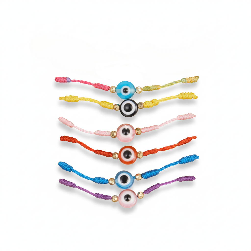 9 Color Options! 6Pcs/Set Handmade Turkish Lucky Evil Eye Bracelets Unisex 6 Pack