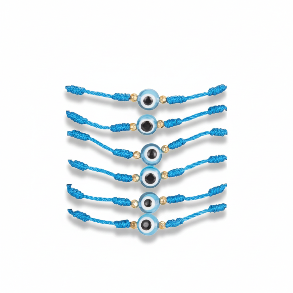 9 Color Options! 6Pcs/Set Handmade Turkish Lucky Evil Eye Bracelets Unisex 6 Pack