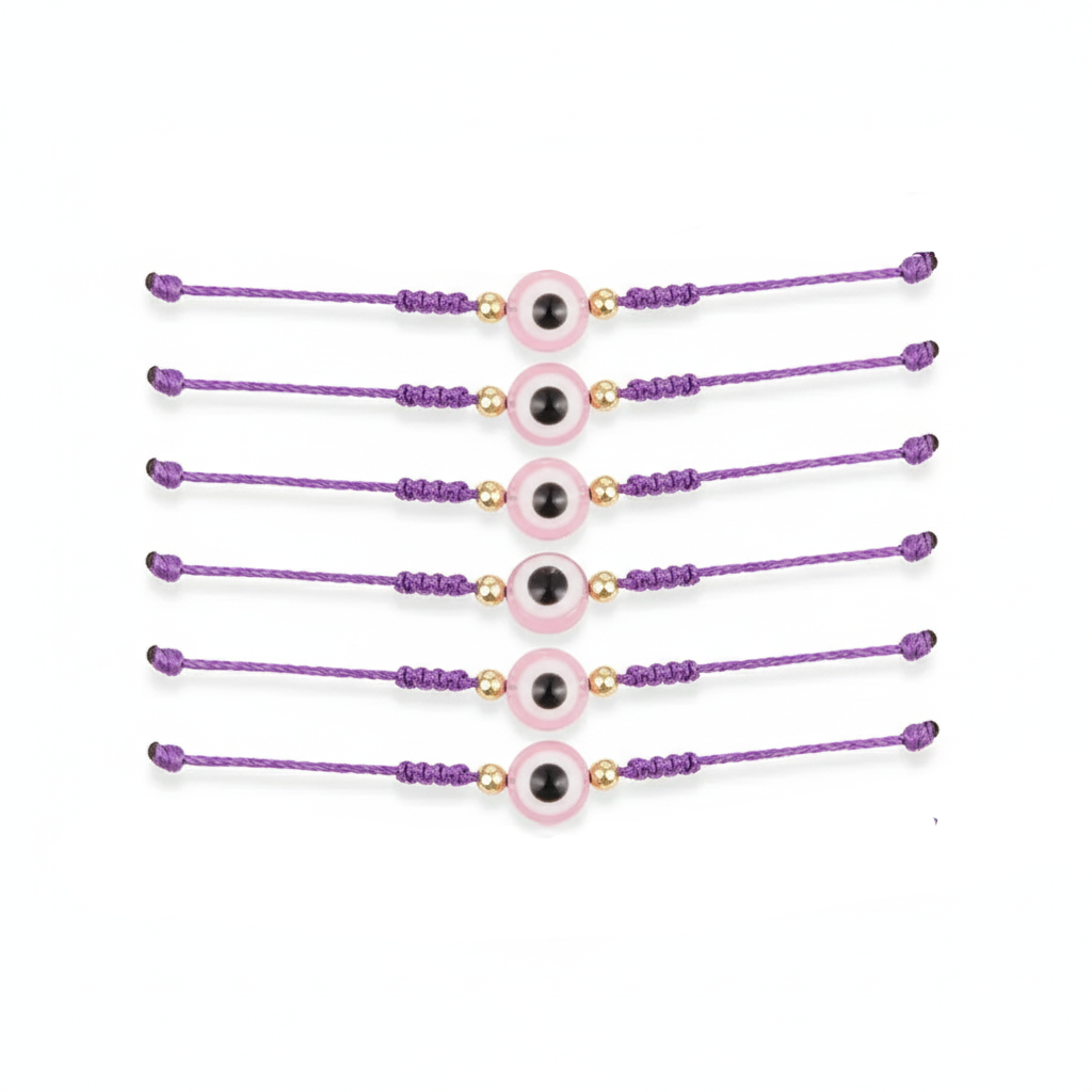 9 Color Options! 6Pcs/Set Handmade Turkish Lucky Evil Eye Bracelets Unisex 6 Pack