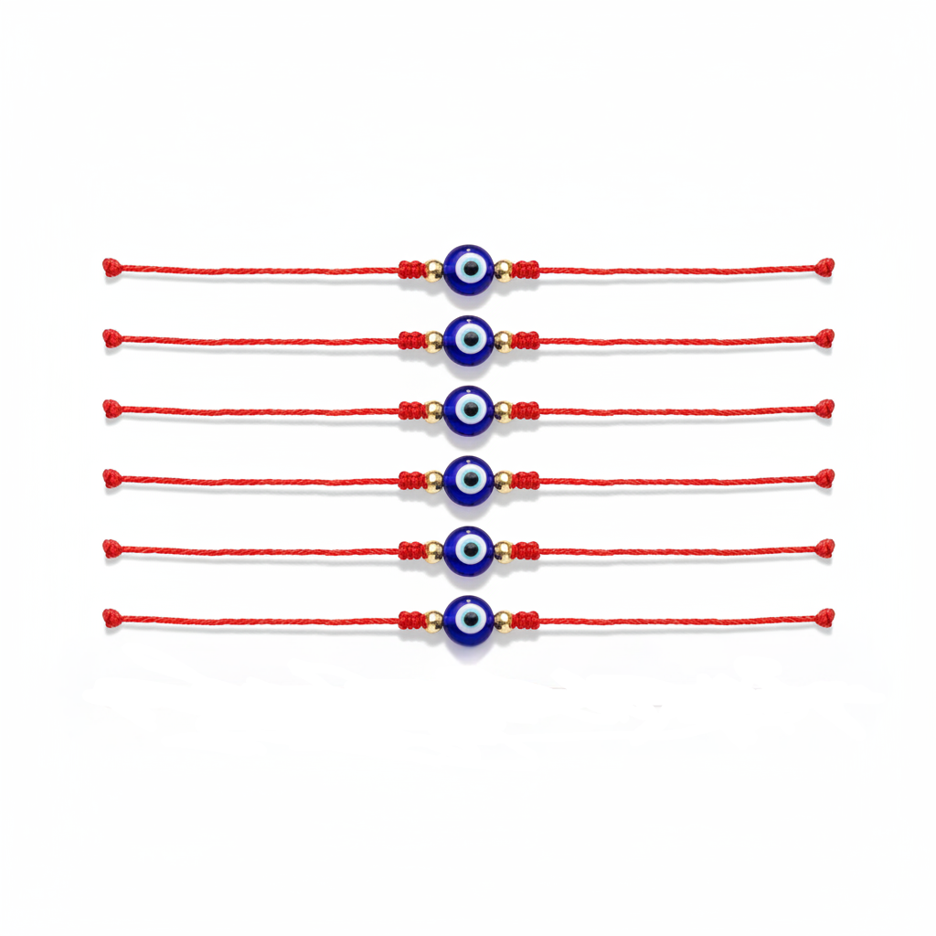 9 Color Options! 6Pcs/Set Handmade Turkish Lucky Evil Eye Bracelets Unisex 6 Pack
